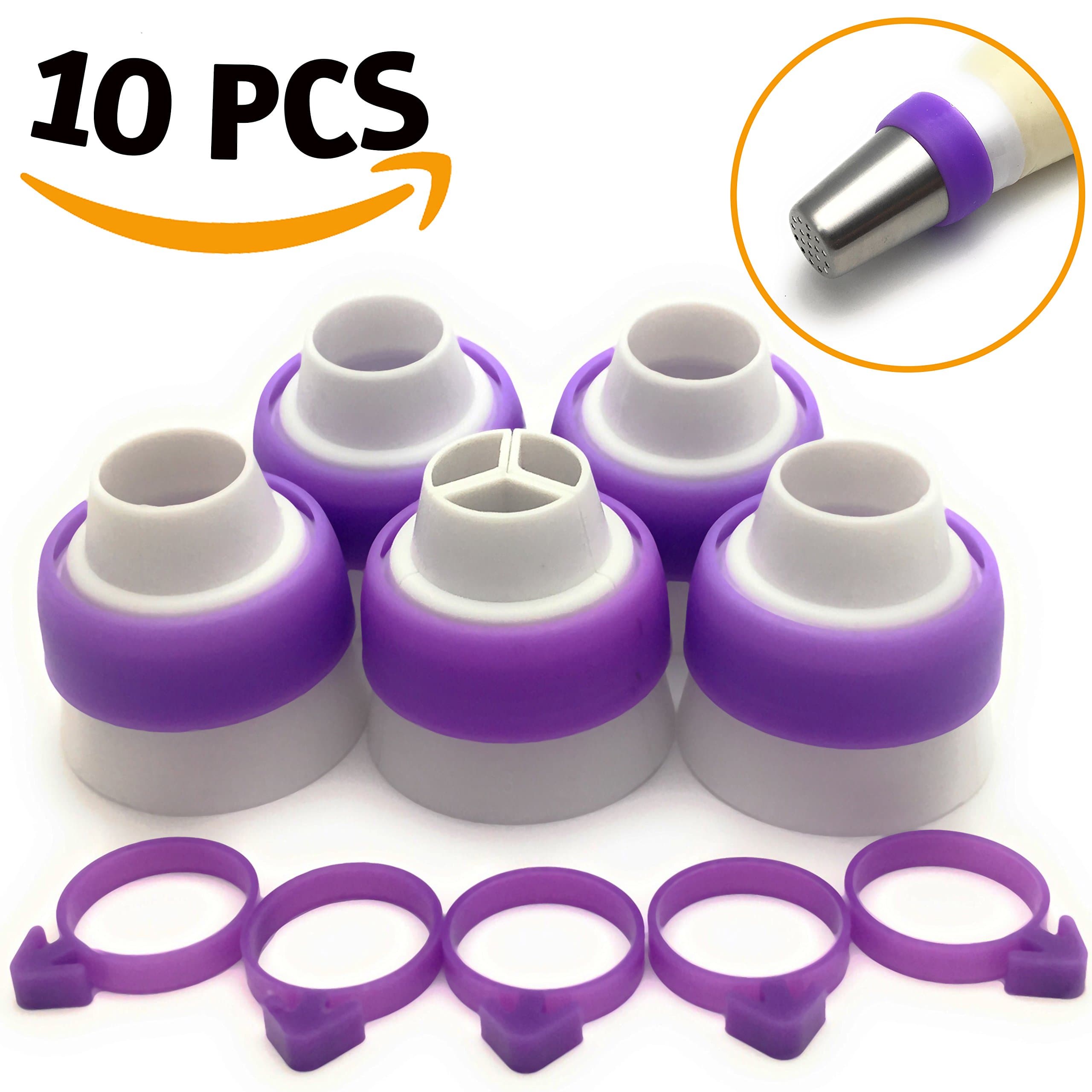 Russian Piping Tips Coupler by Ternola | 5-Pack + Bonus | For Large Size Icing Nozzles | Quickly & Easily Attach and Swap Piping Tips |