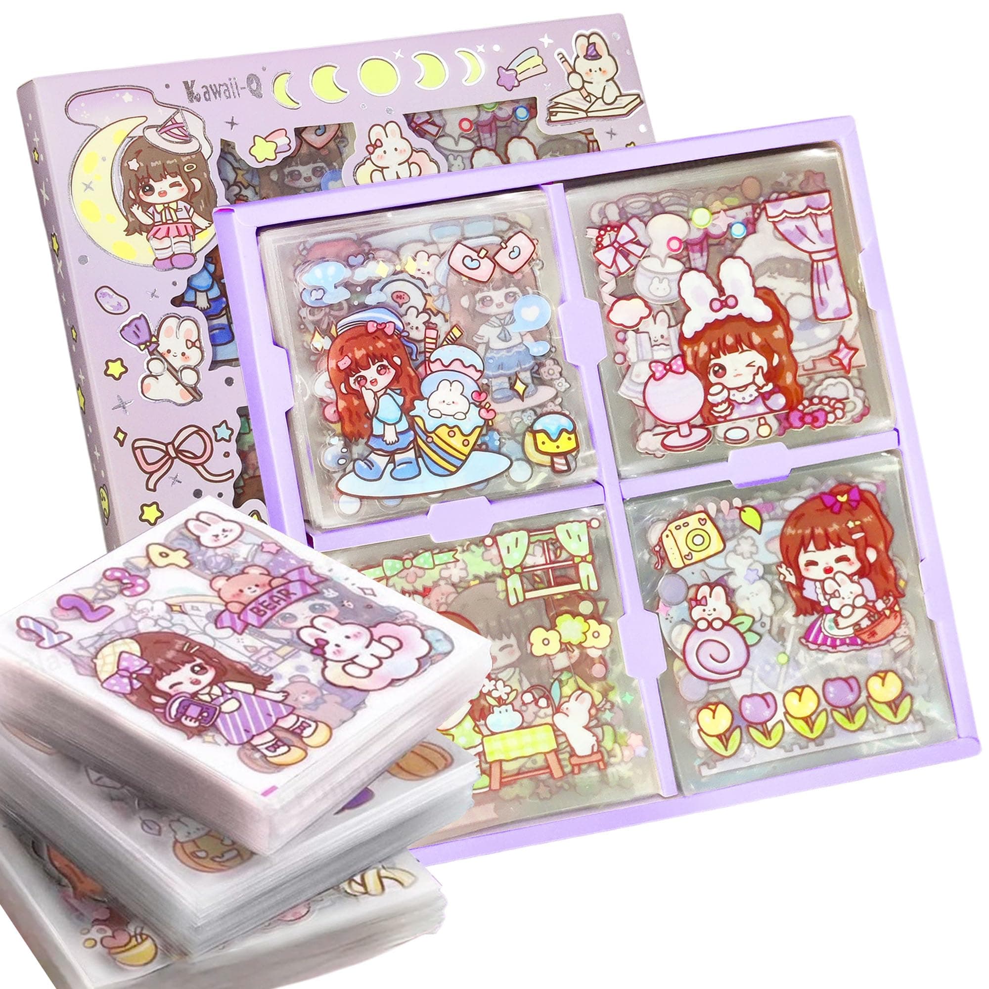 FunBlast Nini’s Magic World Theme Kawaii Self Adhesive Floor Stickers -100 Sheets PVC Cute Washi Sticker for Project, Japanese Style Girls Sticker Set, Scrapbooking, DIY Arts Crafts - 18 x 18 x 2 CM
