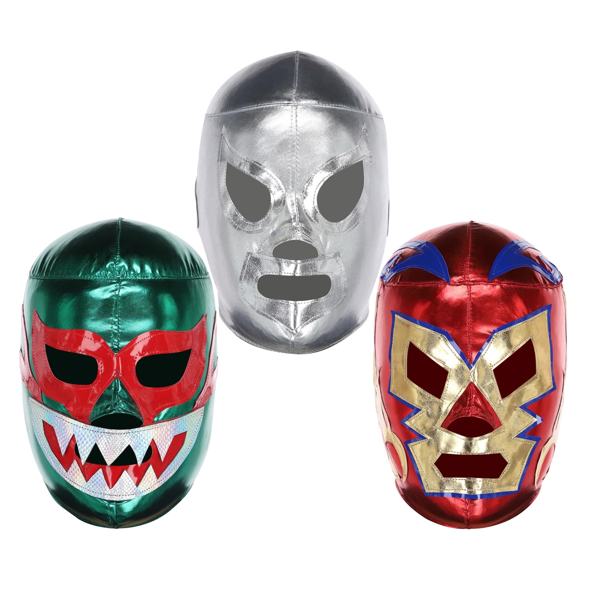 Pro-Quality Mexican Wresting Masks (3 Pack) | Authentic Lucha Libre Costume - Adult Size | Mascaras de Luchador Made in Mexico