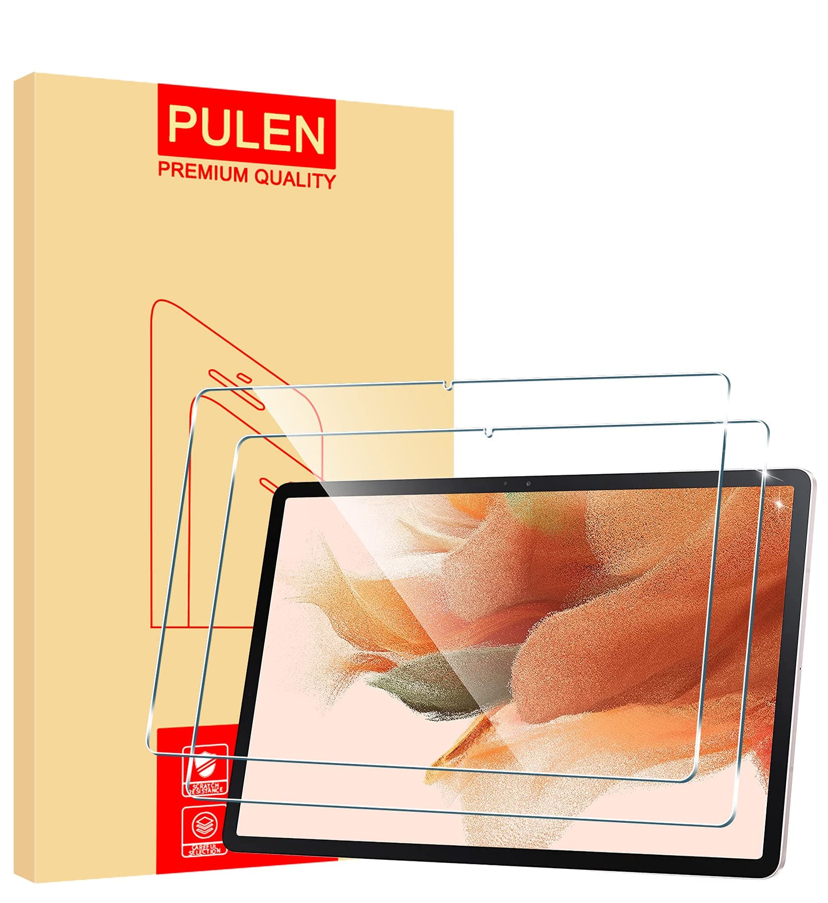 [2-Pack] Apiker for Samsung Galaxy Tab S7 FE 5G 2021/Galaxy Tab S7 Plus Screen Protector, Tempered Glass for Galaxy Tab S7 Fe 12.4-inch/Tab S7 Plus with S Pen Compatible Scratch Resistant