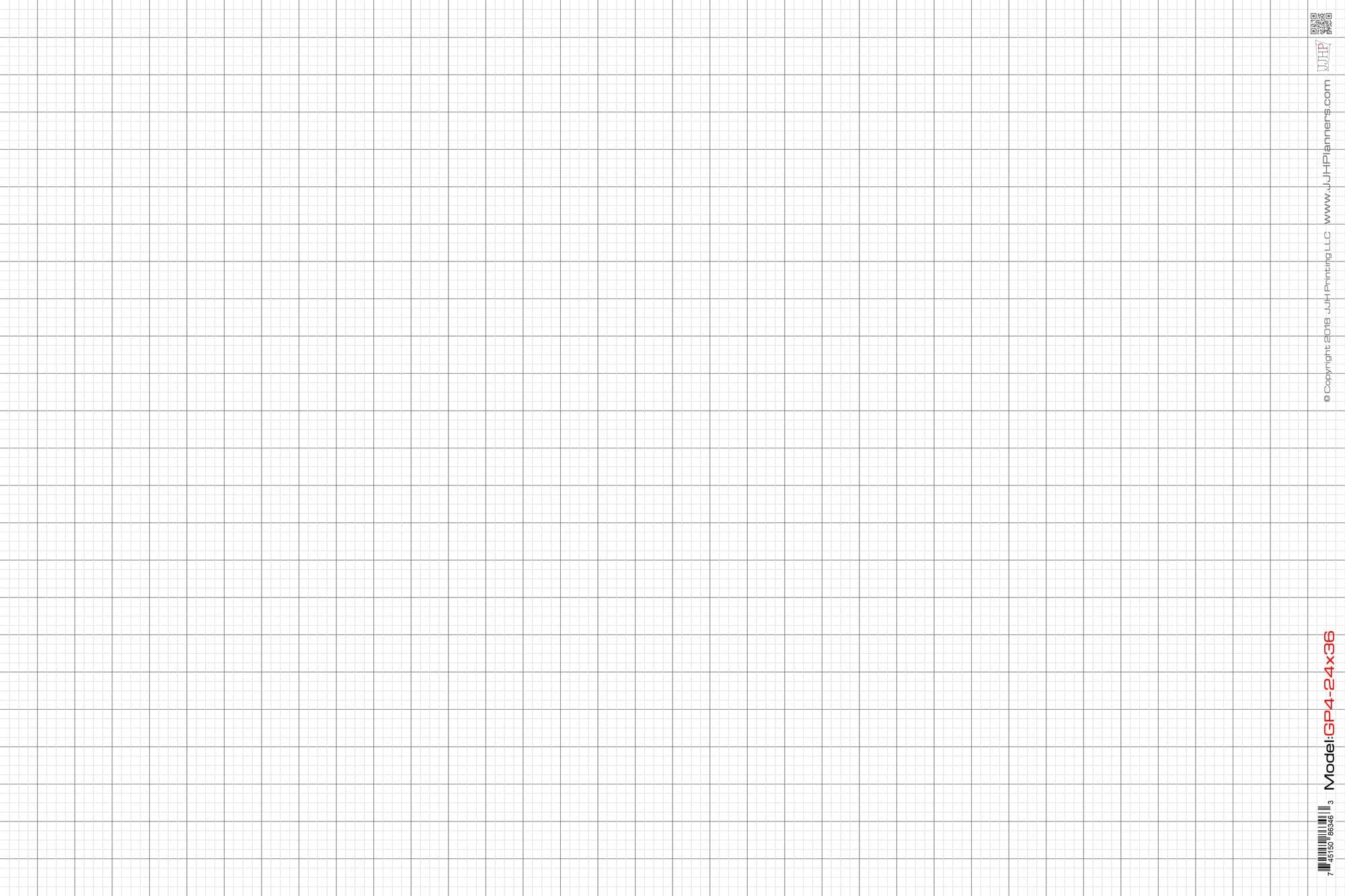JJH Planners - Laminated Blank - 24" x 36" - Large Graph Paper 1" and 1/4" Rulled (GP4-2436)
