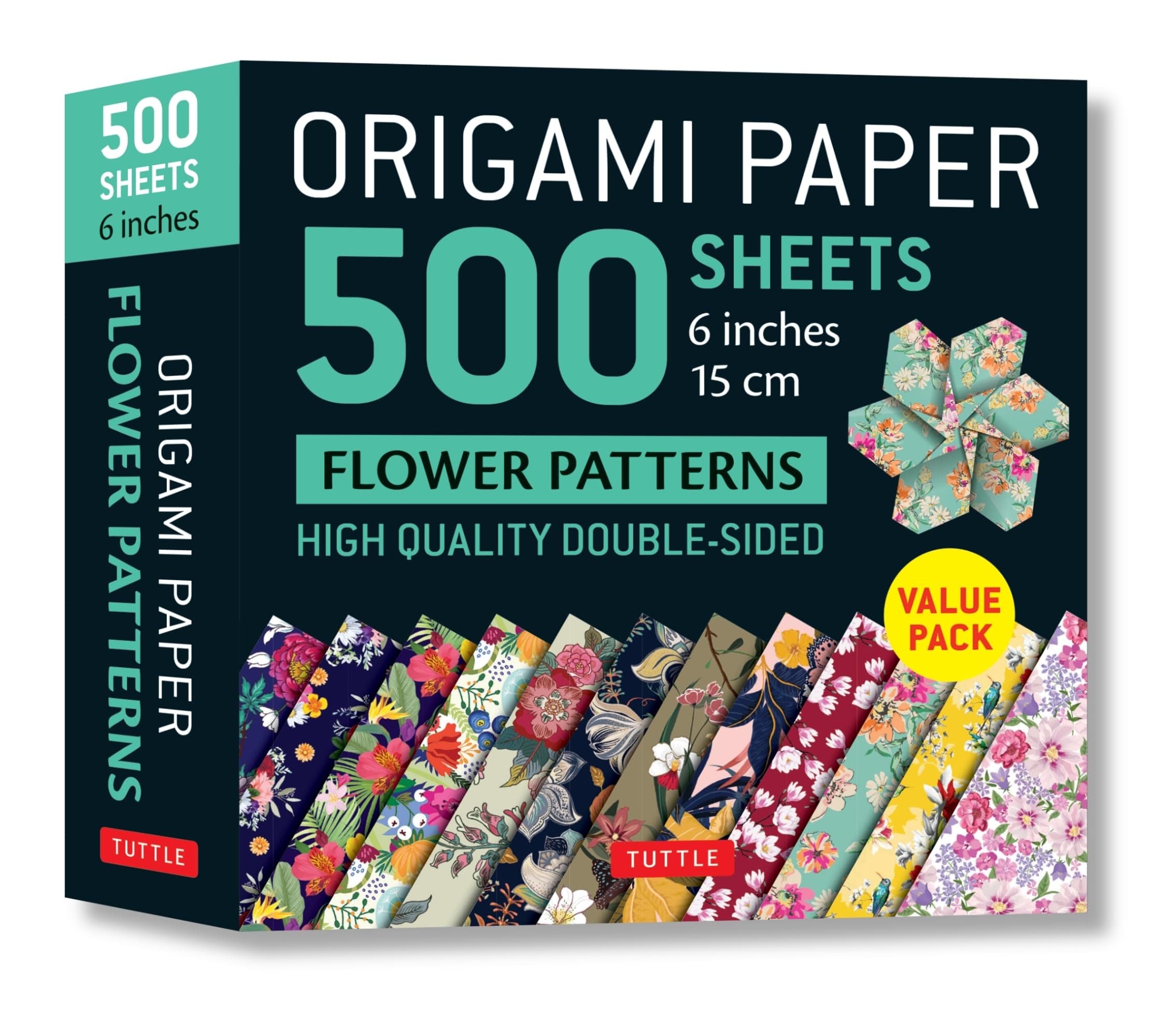 Origami Paper 500 sheets Flower Patterns 6" (15 cm): Tuttle Origami Paper: Double-Sided Origami Sheets Printed with 12 Different Patterns (Instructions for 6 Projects Included)