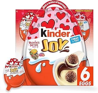 Kinder Joy Valentine's Day Egg with Chocolatey Wafer Bites and Surprise Toy Inside Toy, 6 Count 0.7 oz