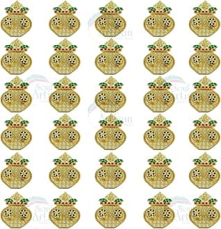 Kumbam Double Kumkuma Holder Chimil Box - Plastic Golden Metallic Color(Pack of 30) - Decorative Art Design Tilak Daani, Sindoor for Women Return Gift, Diwali, Weddings, Pooja