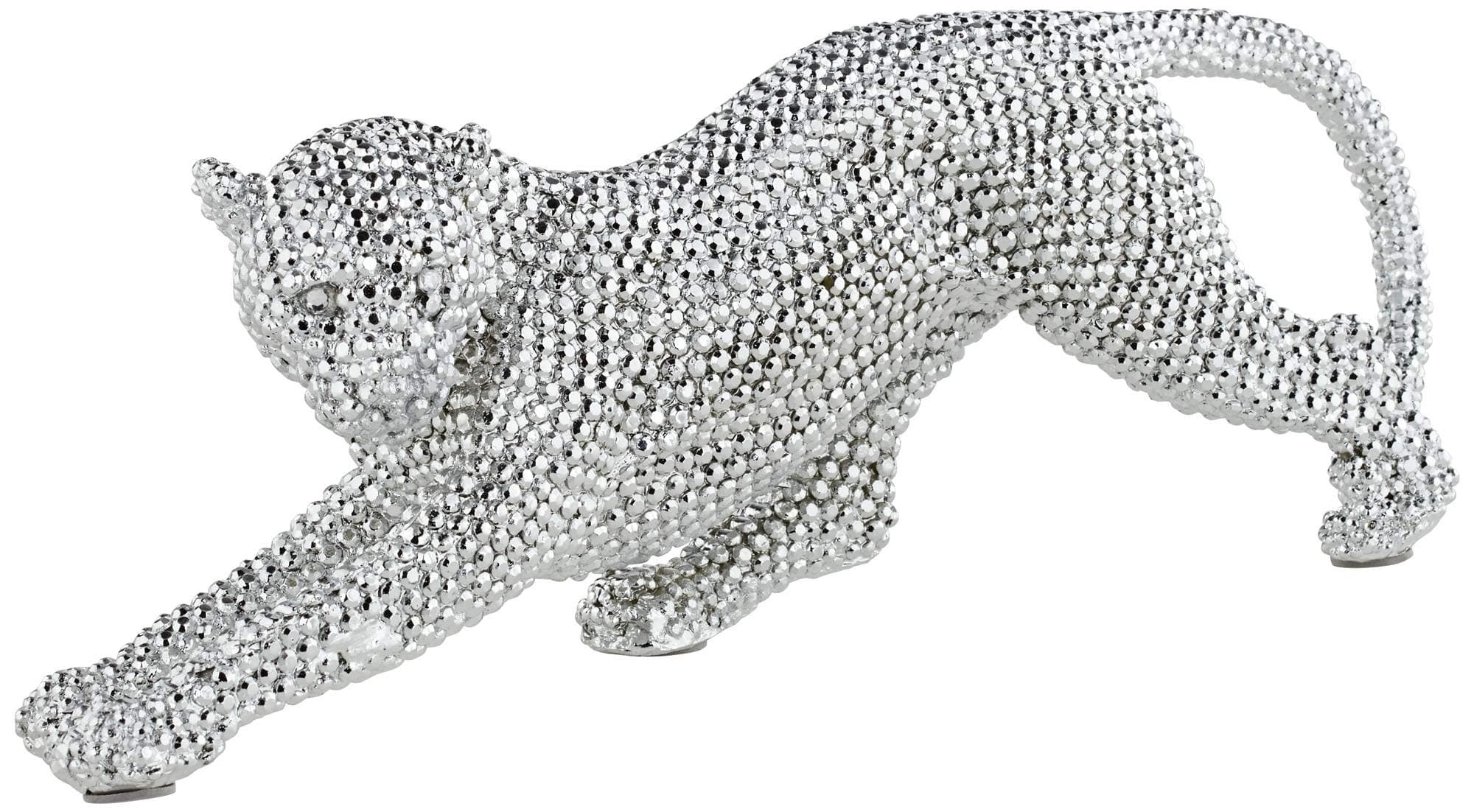 Silver Prowling Leopard 17 1/2" Wide Sculpture