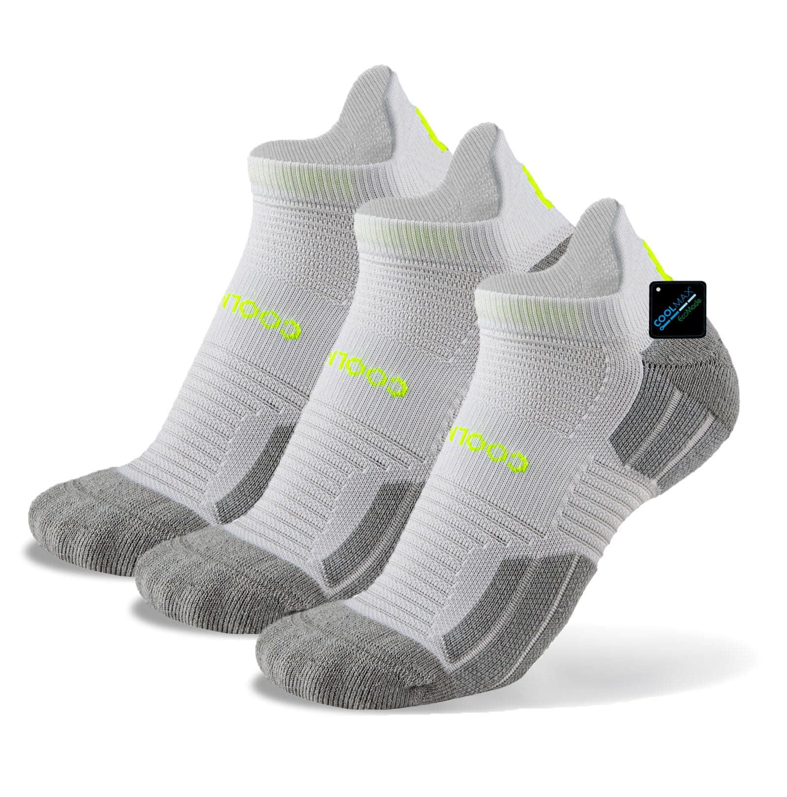 BRISIRACoolmax Bamboo Viscose Compression Running Socks 3 Pairs Ankle Low Cut Athletic Anti Blister Cushioned Seamless