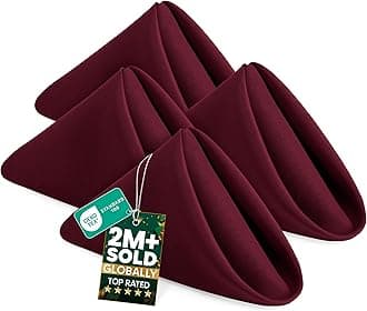 Utopia Home [24 Pack, Burgundy] Cloth Napkins 20x20 Inches, 100% Polyester Hemmed Edges, Washable and Reusable Ideal for Parties, Weddings and Dinners