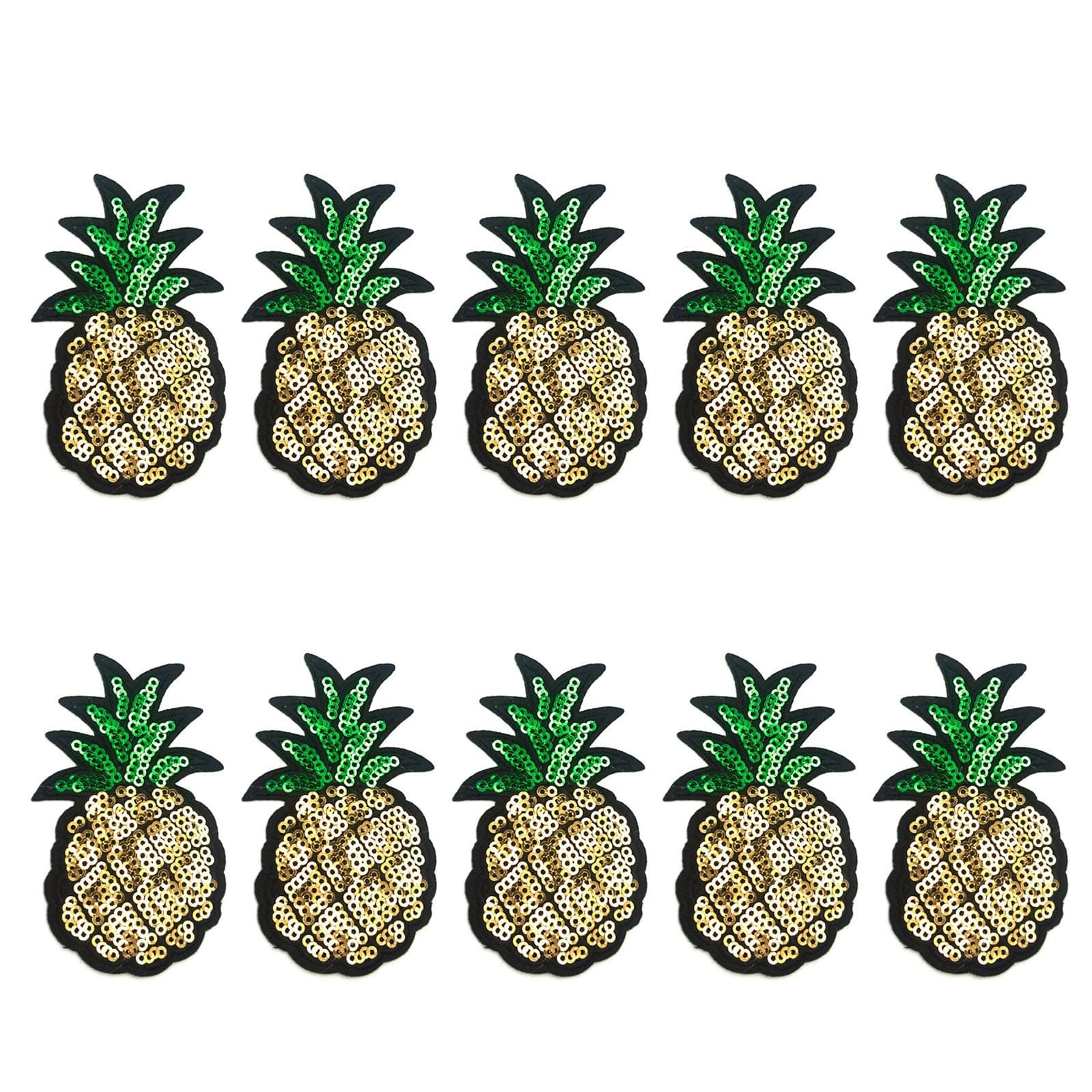 Multi Packs Pineapple Sew on Iron on Sequin Patches (10-Pack)