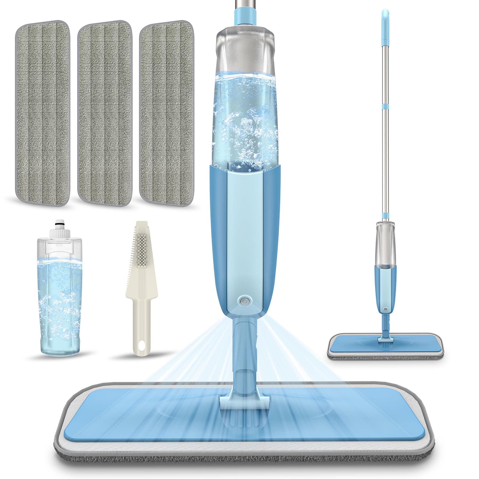 Spray Mop for Cleaning Floors - MEXERRIS Microfibre Floor Mop with 3 Washable Reusable Pads 1 Refillable Bottle - Wet Mop Dust Dry Mops for Hardwood Laminate Tiles Vinyl Floors Cleaning