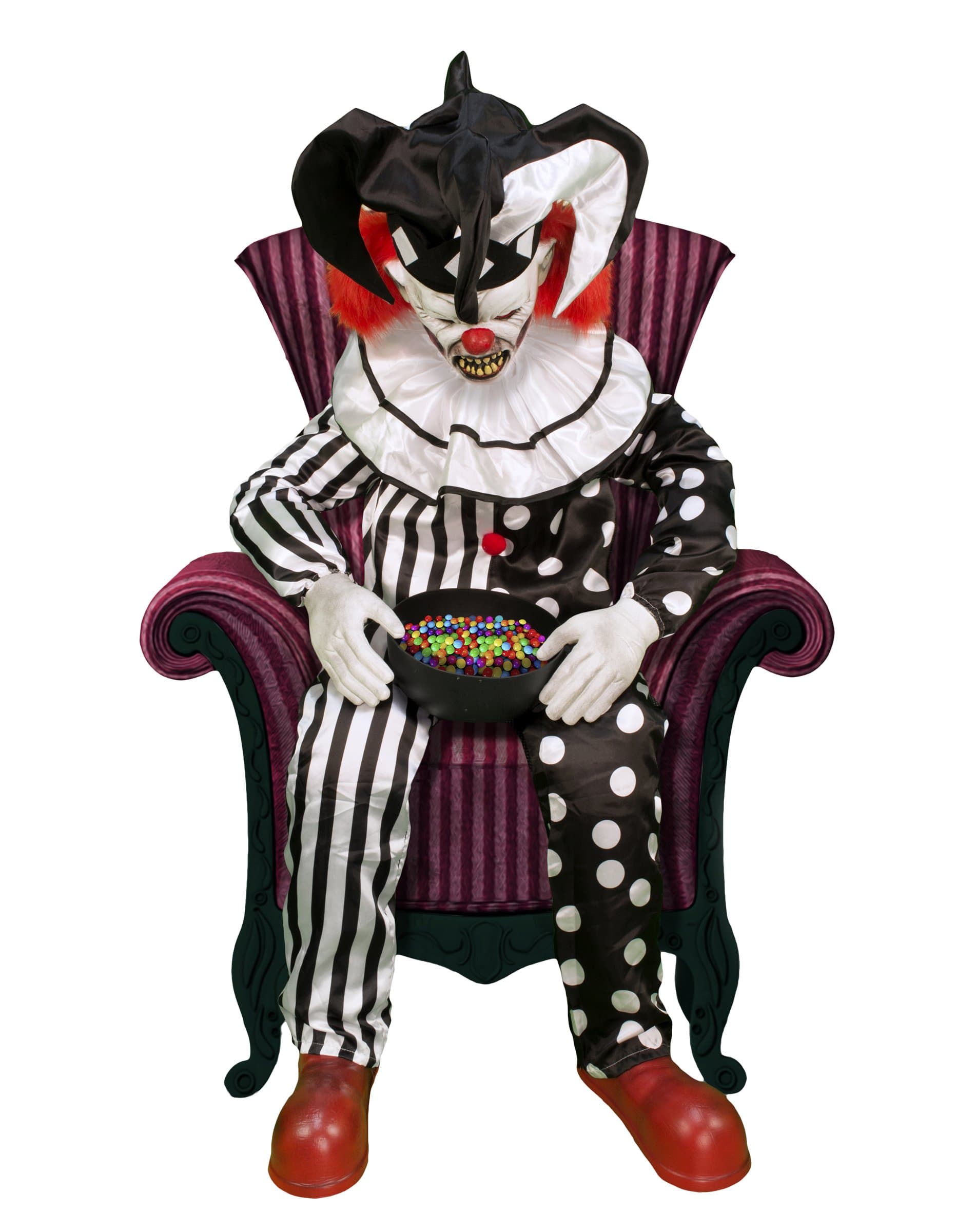 4.5 Ft Sitting Scare Clown Animatronics - Decorations