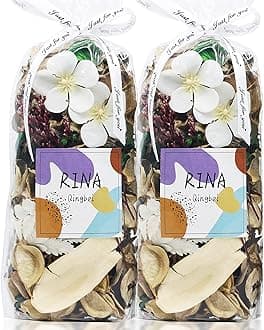 Qingbei Rina Spring Potpourri Bags,Vanilla Scented Potpourri Bowl Filler,White Decorative Dried Flower, Home Fragrance, Bathroom Vase Filler,8.4 oz|2 Bags