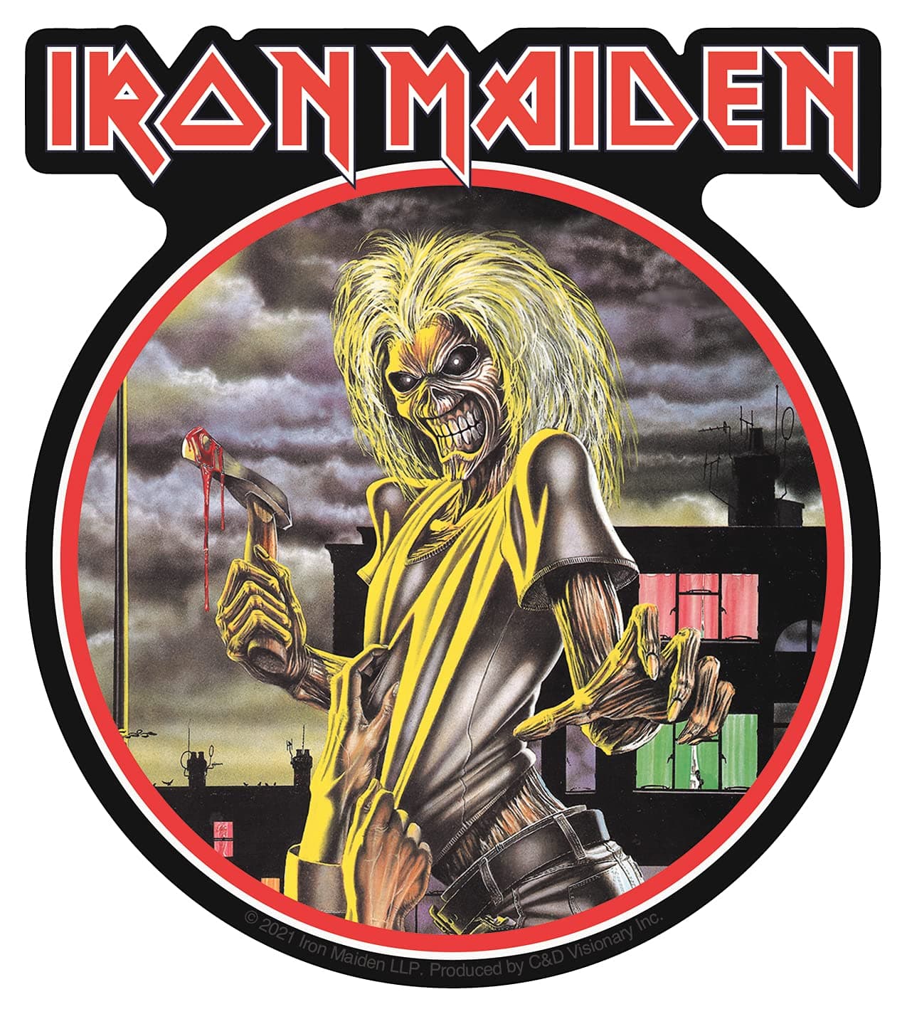 C&D Visionary Iron Maiden Eddie Sticker, Black, red