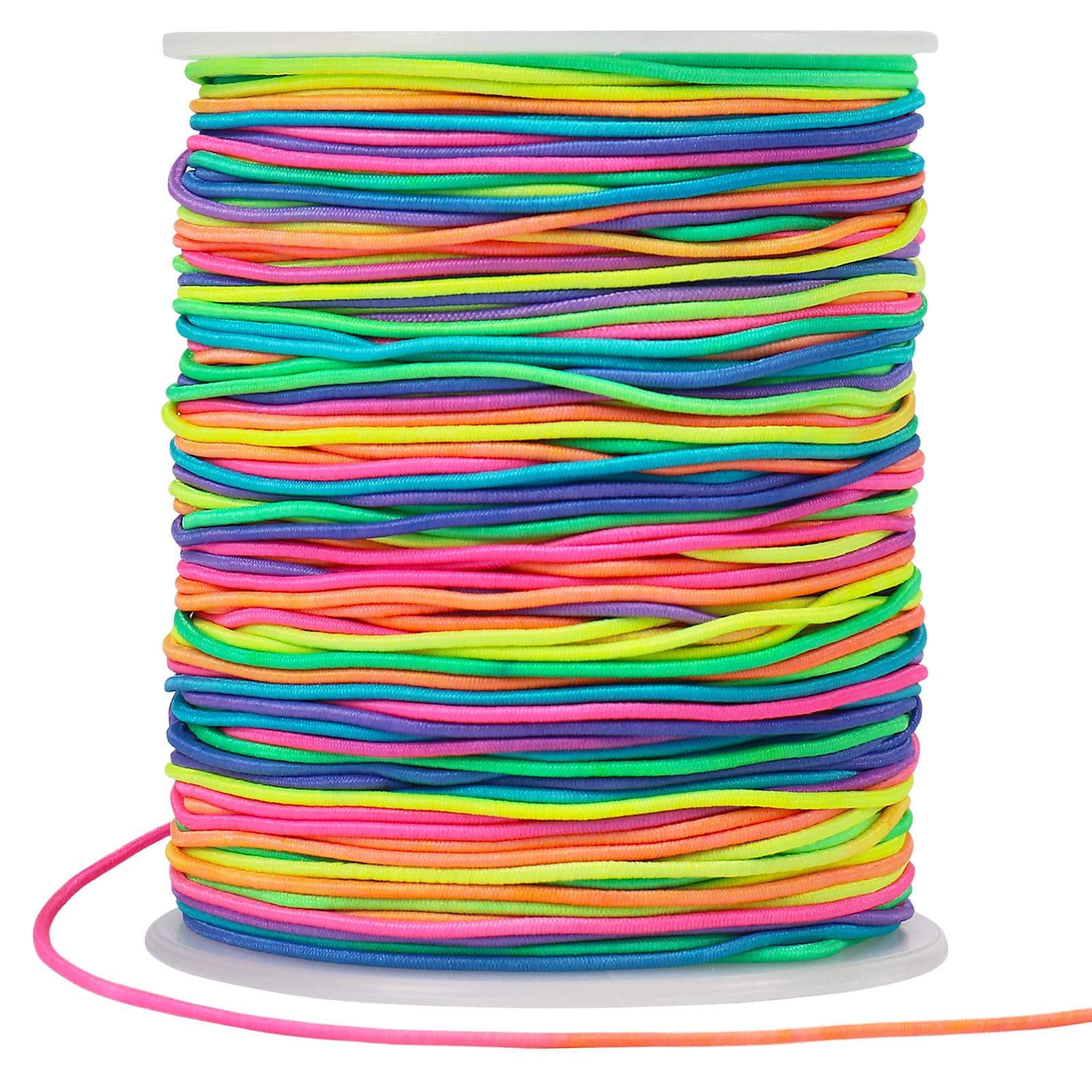 Vivifying 100M Bracelet String, 1mm Elastic for Bracelet Making, Elastic Cord for Jewelry, Necklace Making and DIY (Rainbow)