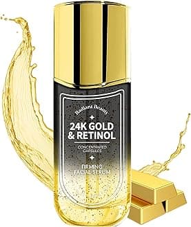 24K Gold & Retinol Firming Facial Serum - Deeply Moisturizing, Brightening & Protecting - Helps Diminish Dark Spots & Wrinkles - Made in Korea - 50mL / 1.69 fl.oz