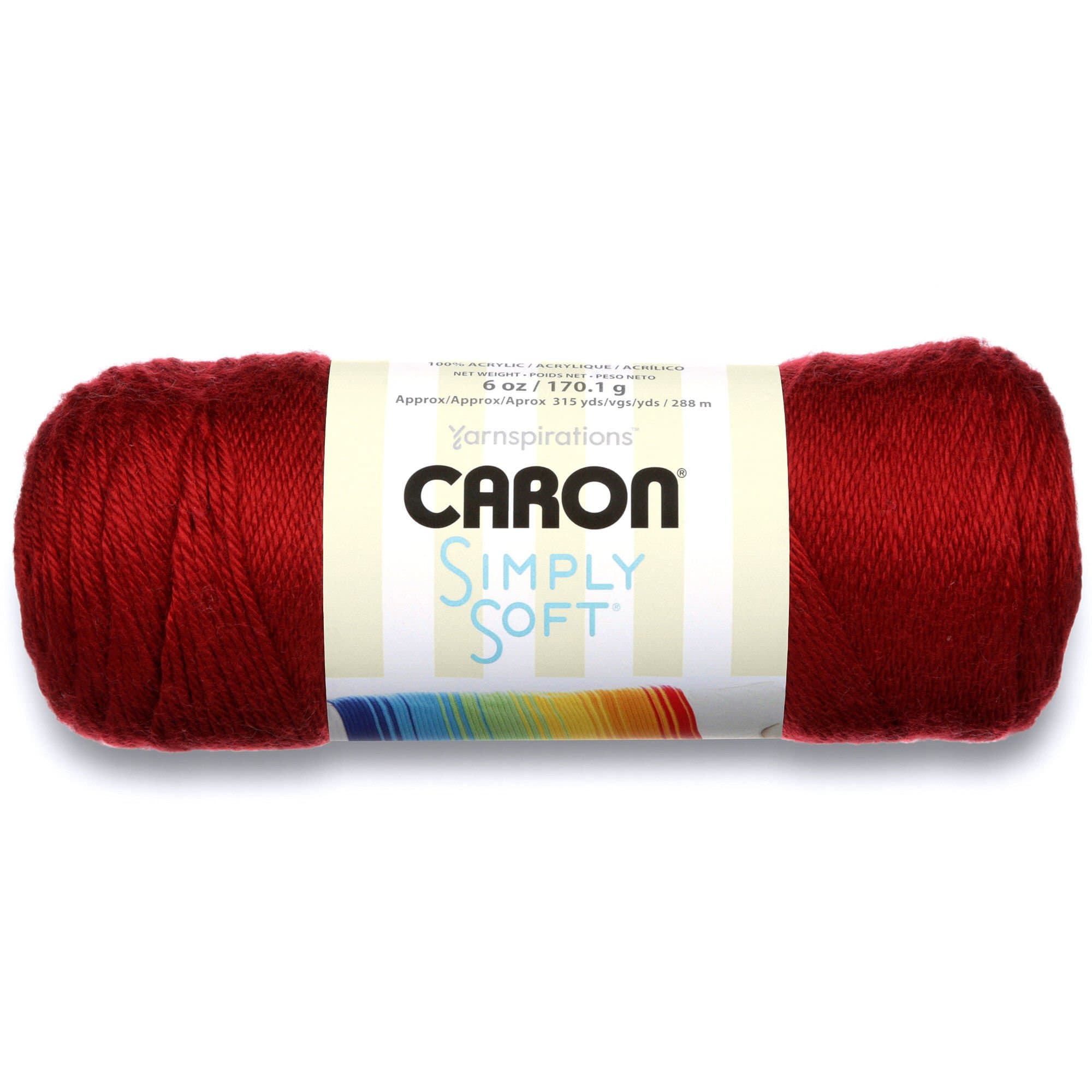 Caron Simply Soft Solid Yarn (4) ミディアムゲージ アクリル100% - 6オンス - オータムレッド - 洗濯機&乾燥機可
