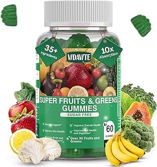 VIDAVITE Sugar-free Super Greens Gummies — US-Made, 35+ Fruit and Veggie gummies to Boost Immunity, Skin & Gut Health — Ideal Fruits and Vegetables Supplement for Adults & Picky Teens (30-Days Supply)
