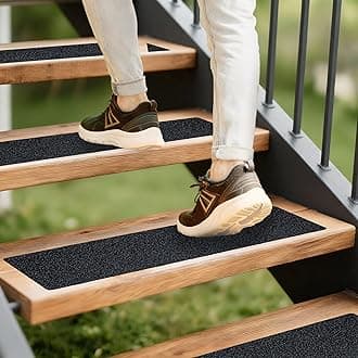 LifeGrip Anti Slip Traction Treads (10-Pack), 6 inch X 30 inch, Best Grip Tape Grit Non Slip, Outdoor Non Skid Tape, High Traction Friction Abrasive Adhesive for Stairs Step, Black (6" X 30" X 10P)