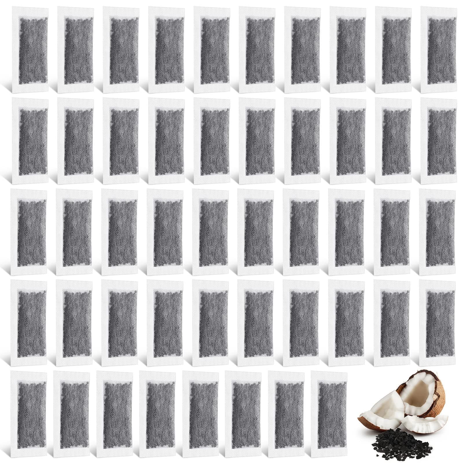 48 Packs Replacement Activated Charcoal Distiller Filters Coconut Shell Activated Carbon Filter Sachets Compatible with Countertop Water Distiller Models