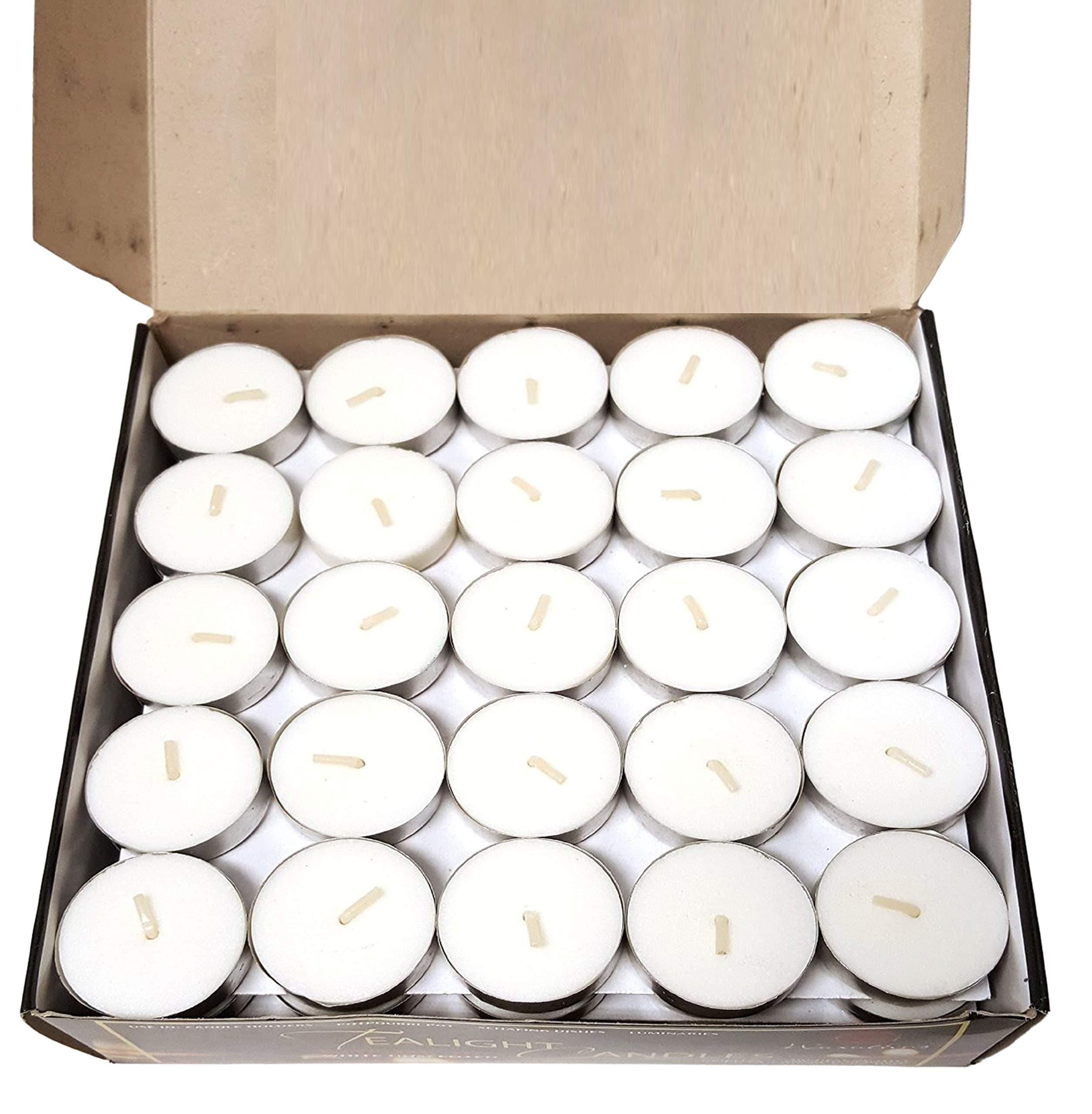 Pure Source India Smokeless Unscented White Tea Light Candles (Set of 100)