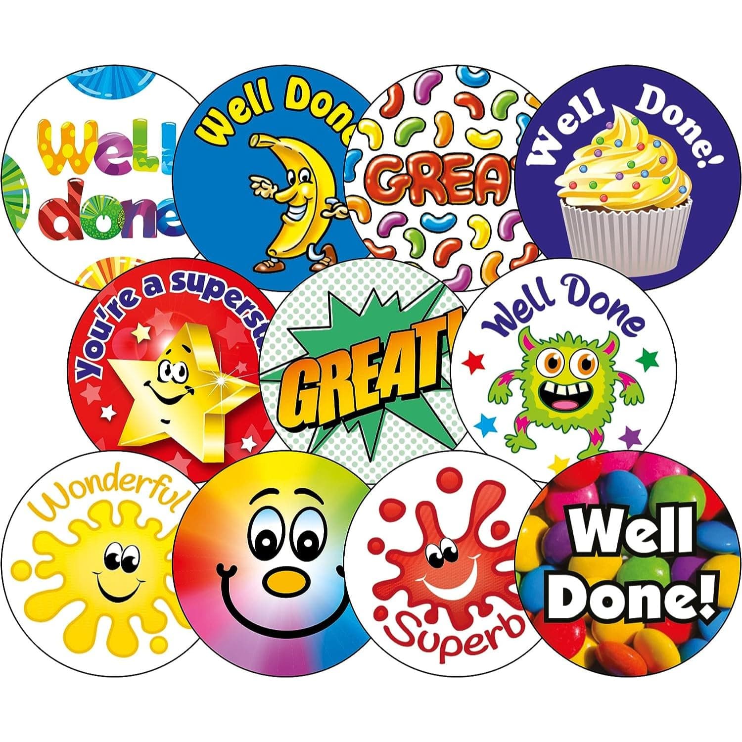 Primary Teaching Services Ltd 450 Mixed Scented Smelly Well Done Great Star Excellent Super Motivational Childrens Pupils School Teachers Reward Stickers Value Pack