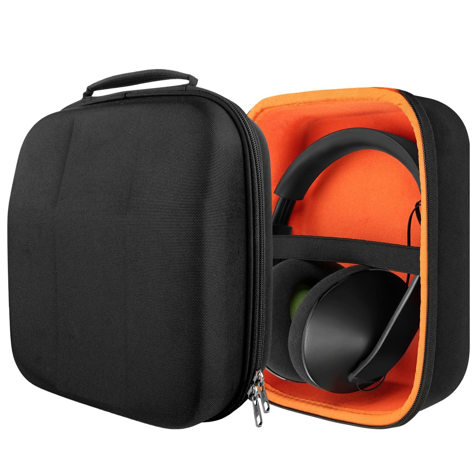 Geekria Shield Case for Large Sized Over-Ear Headphones, Replacement Hard Shell Travel Carrying Bag with Cable Storage, Compatible with Beyerdynamic DT 880 Pro, Sony Pulse Elite Case (Black)