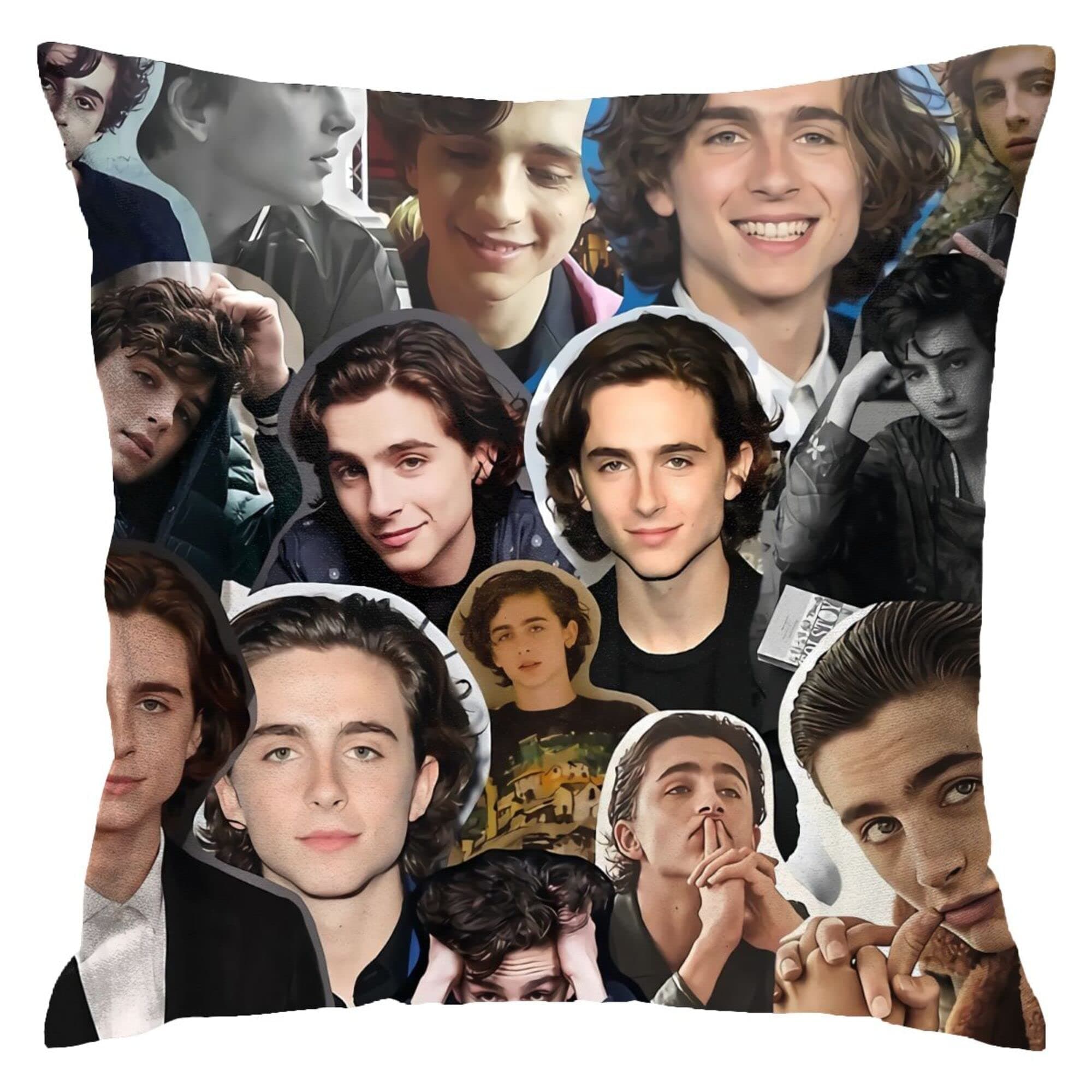 Worrwuy Timothee Chalamet Pillow Cases Polyester Pillow Cover Pattern Decorative Washable for Sofa Home Decor 18 X 18
