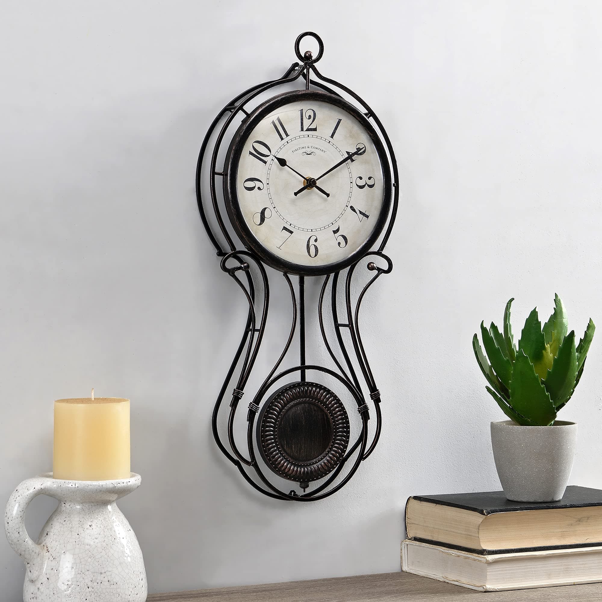 & Co. Harwick Pendulum Wall Clock, American Crafted, Black, 9.1 x 2.36 x 20,