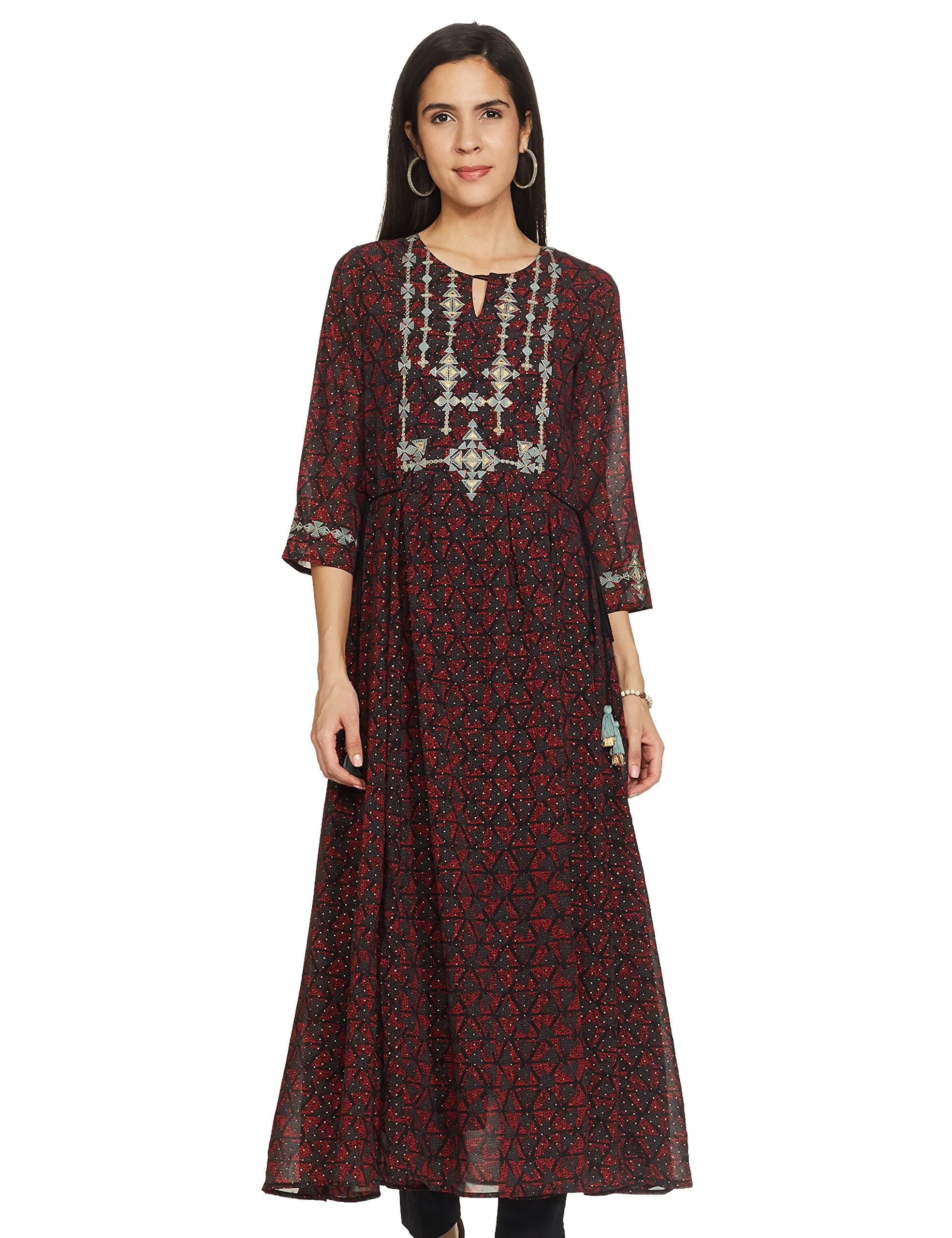 global desi Women's Synthetic Regular Kurta