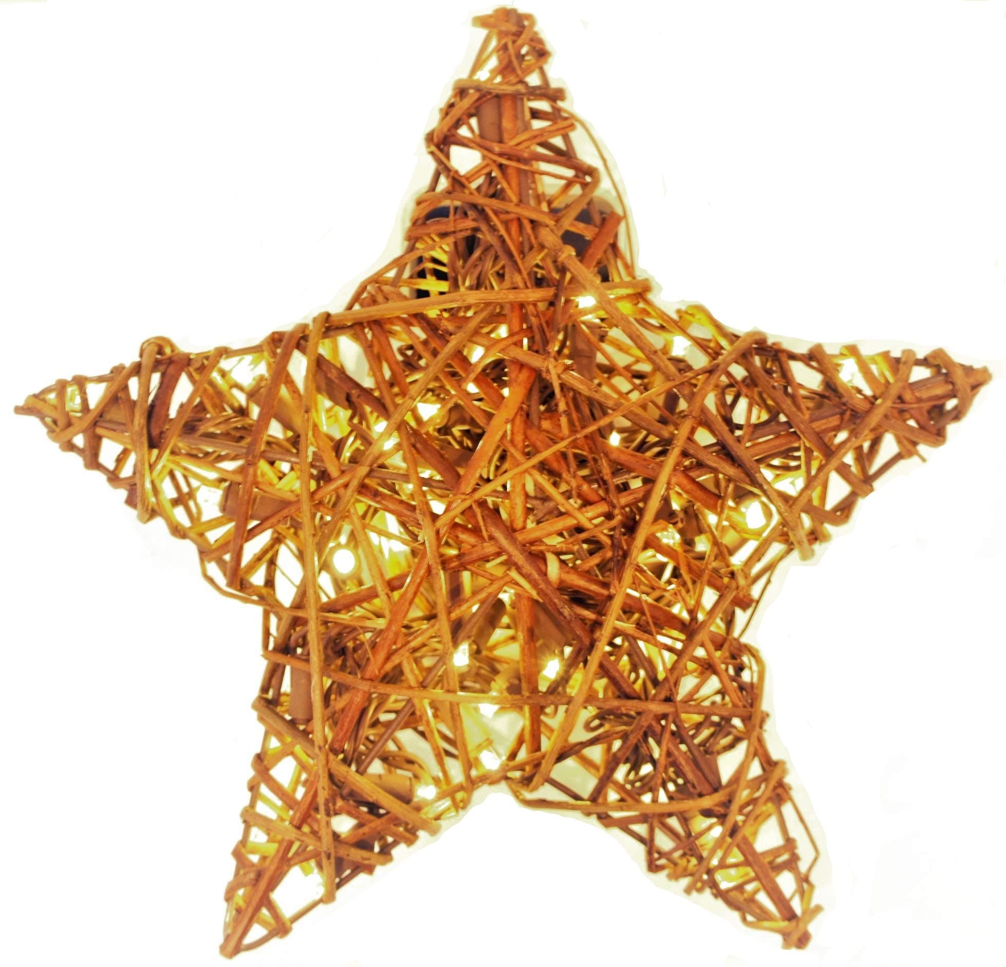 Willowbrite Star (12"), Willow Branch with 50 LEDs, Tree Topper, Hanging Star