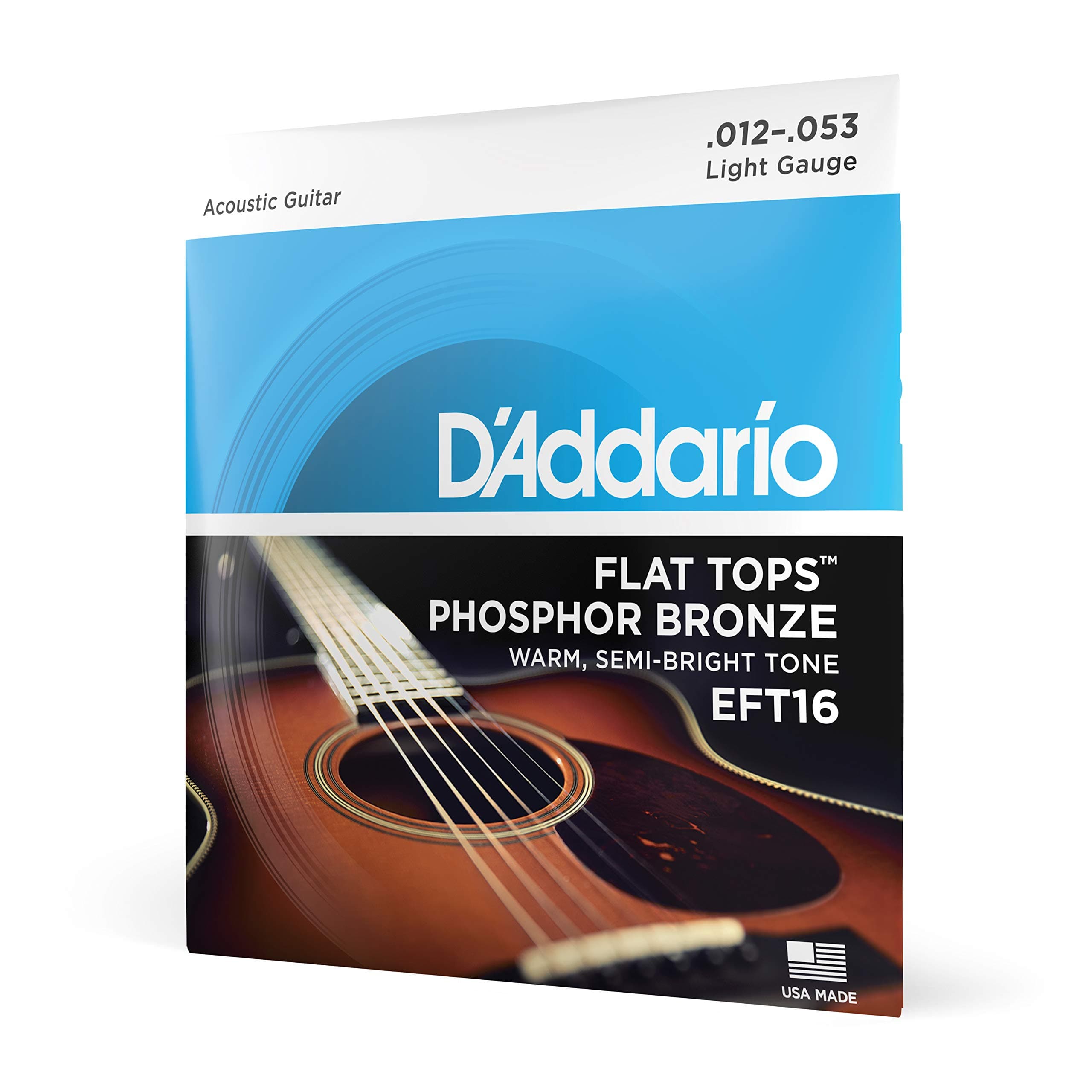 EFT16 Flat Tops Phosphor Bronze Acoustic Guitar Strings, Light, 12-53