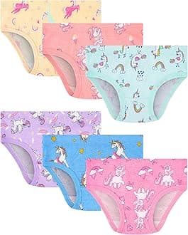 100% Cotton Girls Underwear Tagless Comfort Toddler Panties (6-Pack)