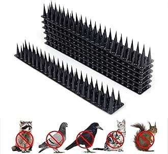 Pigeon Spikes (Pack of 40) Anti Bird Control for Balcony, Railing, Home Window Protection from Pigeon, Dog, Monkey, Crow, Kabootar, Split AC, Spikes with Double Sided Tape (Black)