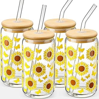 Glass Cups with sunflower design