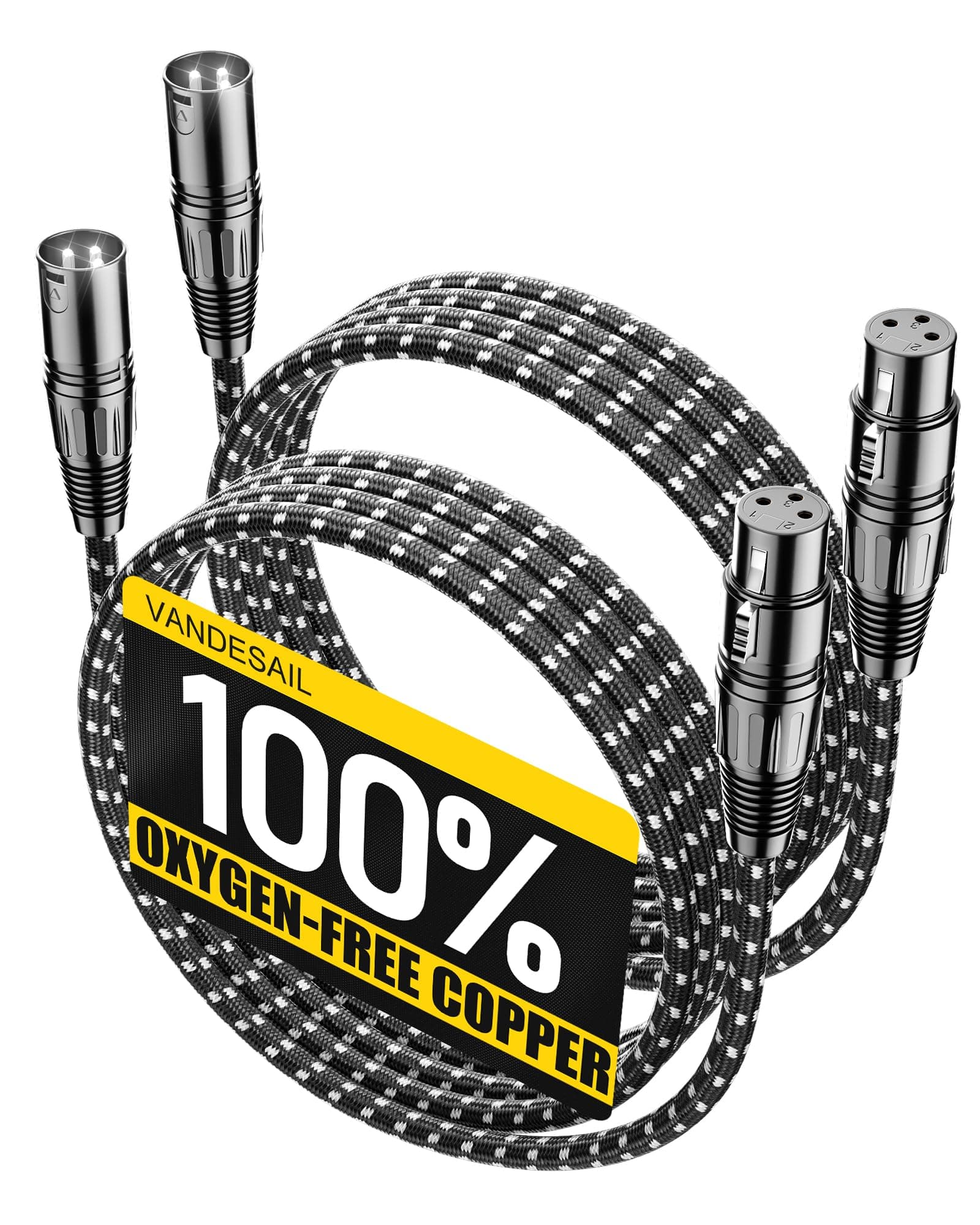 XLR Cable, 6 ft 2 Pack Microphone Cable, XLR Male to Female Balanced Microphone Cord 3 pin, 6ft Short mic Cord