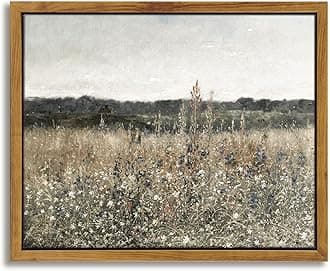 InSimSea Framed Canvas Wall Art Home Decor, Meadow with Flowers Painting Wall Art Prints, Canvas Wall Art for Living Room Decor Bedroom Home Bathroom Wall Decor (8x10in/20x25cm)