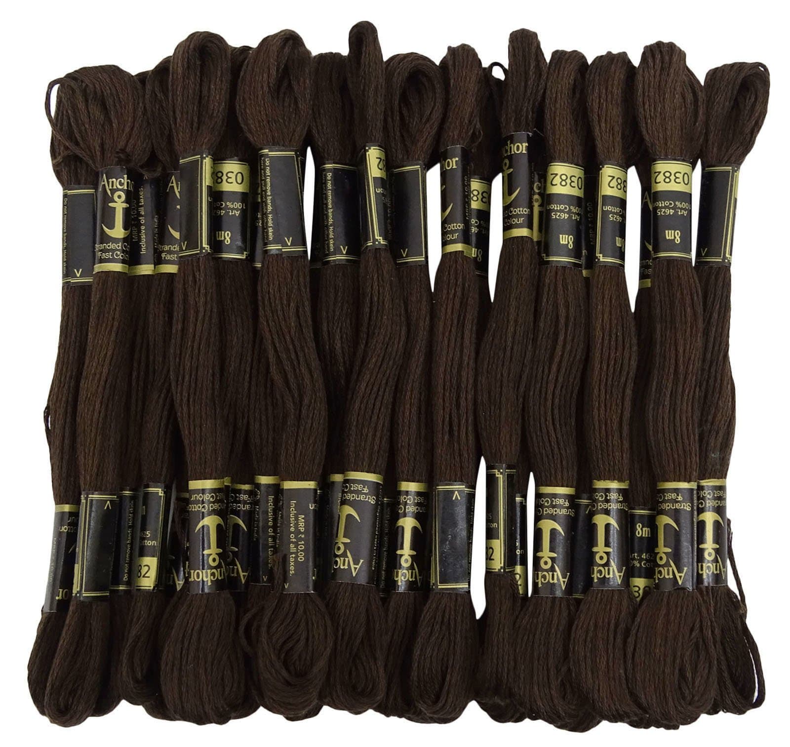 Anchor Stranded Cotton Thread Floss Cross Stitch Hand Embroidery Pack of 25 Skeins-Dark Brown