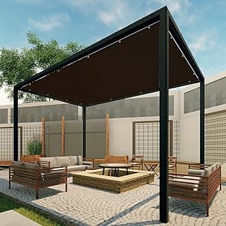Patio Paradise 10' x 34' Sun Shade Cloth with Grommets Rectangle Shade Sail Straight Edge, Outdoor Patio Shade Canopy Pergola Cover UV Block Fabric for Backyard Deck Garden Activities, Brown