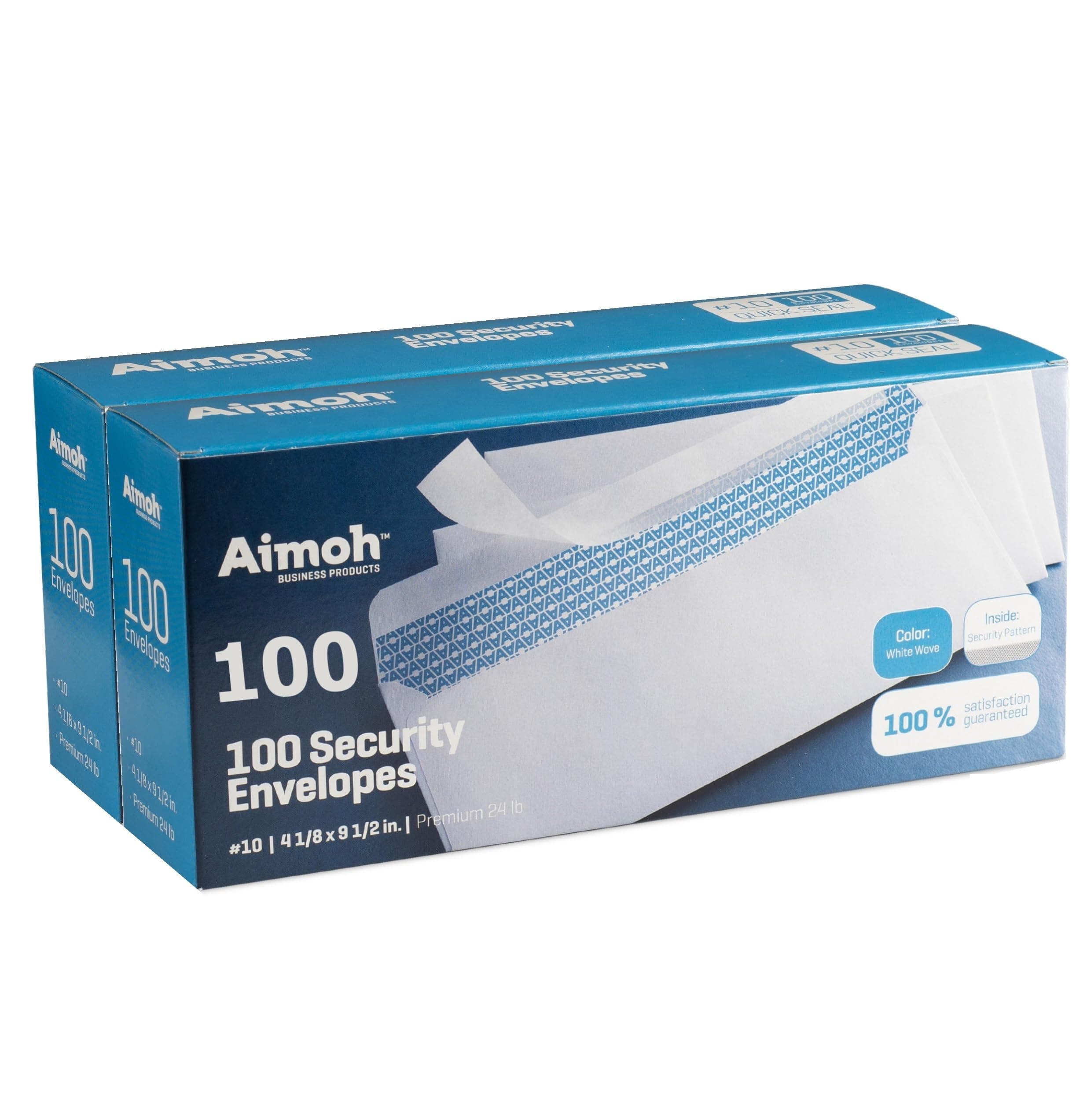 Aimoh #10 Security Self Seal Envelopes – 200 Qty |No Window, EnveGuard, 4⅛ x 9½", White, 24 LB, 200 Count (34100-2)