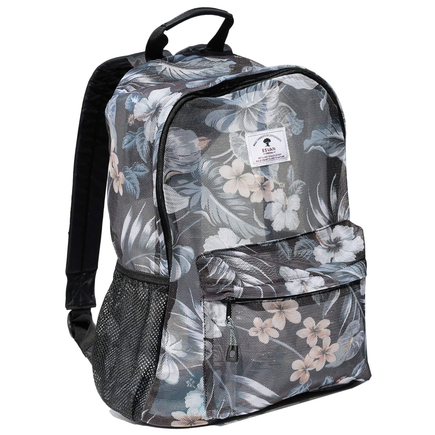 Original Print Mesh Backpack Semi-Transparent Sackpack See Through Beach Bag Daypack Multi-Purpose Women Men Unisex