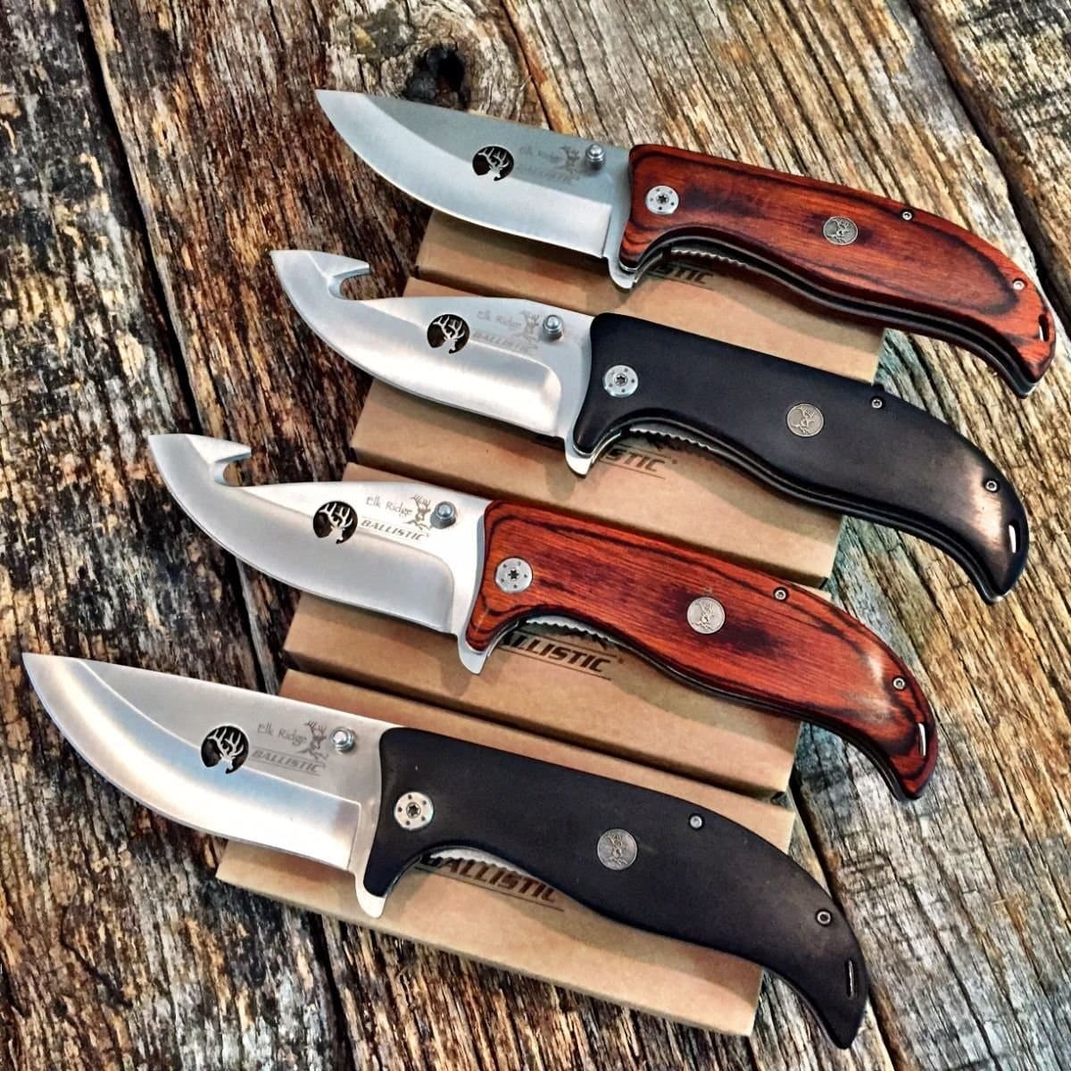 4 PCS 9” ASSORTED SET ELK RIDGE BALLISTIC Spring Assisted Open Folding Pocket Knife