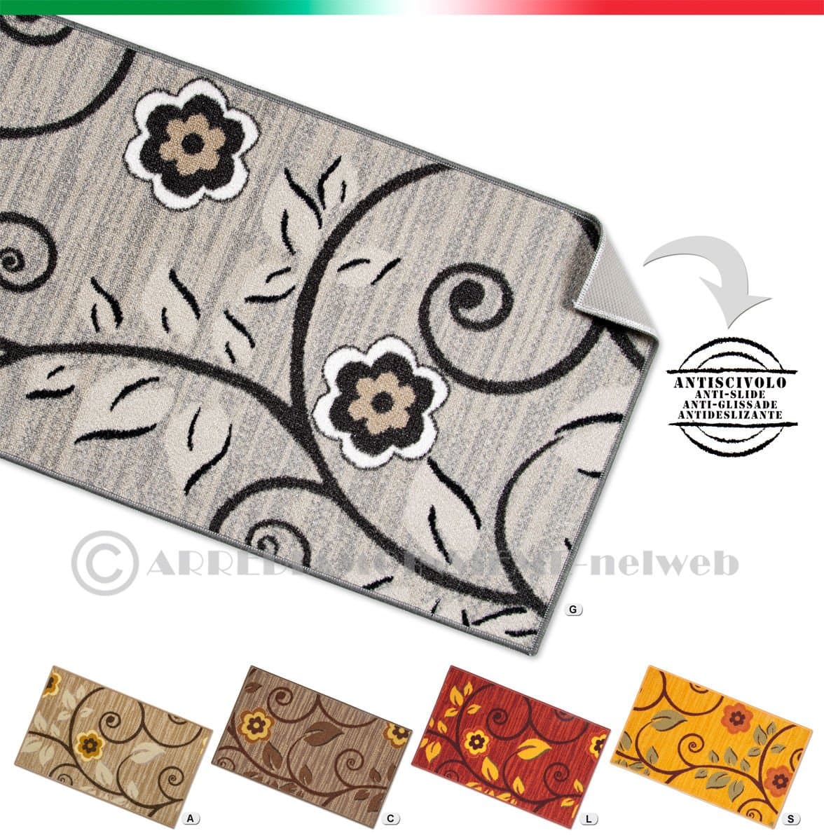 Picasso Modern Multi-Purpose Runner Rug for Kitchen Bathroom Bedroom Non-Slip MARRONE (C)
