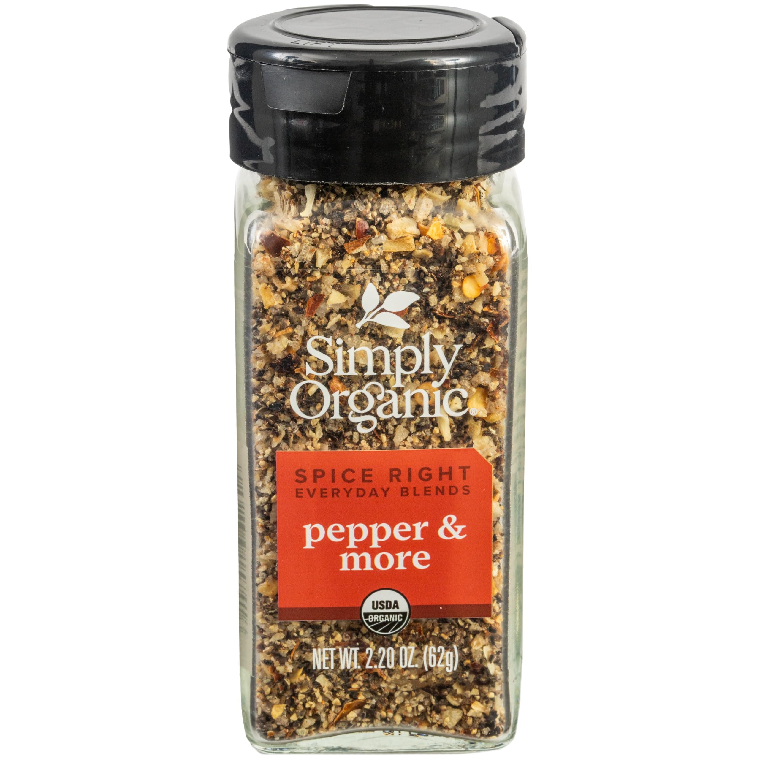 Simply Organic Pepper & More Everyday Spice Blend, 2.2 Ounce Jar, Great on Veggies, Chicken Fish and More, Vegan