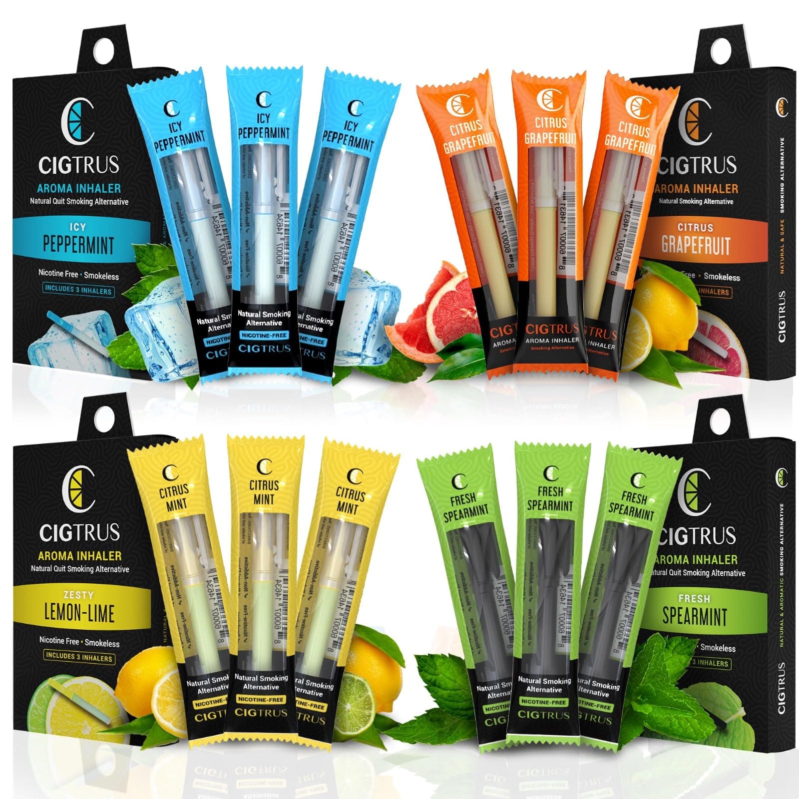 Quit Smoking Inhaler - Natural Refreshing, Smokeless Non Electric Diffuser Pen, No Nicotine or Vape – Menthol Assorted Flavors 12pk