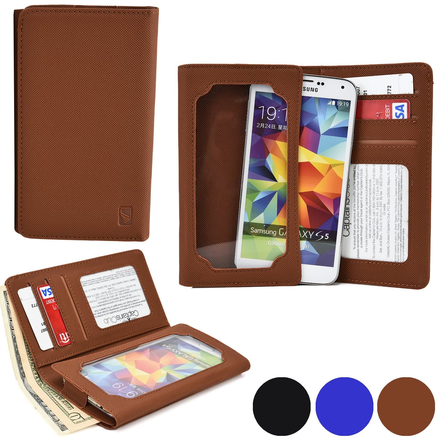 Cooper Infinite Wallet Smartphone Case for Spice Mi-502 Smartflo Pace2 /Mi-502n Pace3 | Canvas Cover, Screen Protector, Card ID Holder (Brown)