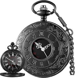 Roman Numerals Scale Quartz Pocket Watches with Chain Christmas Graduation Birthday Gifts Fathers Day