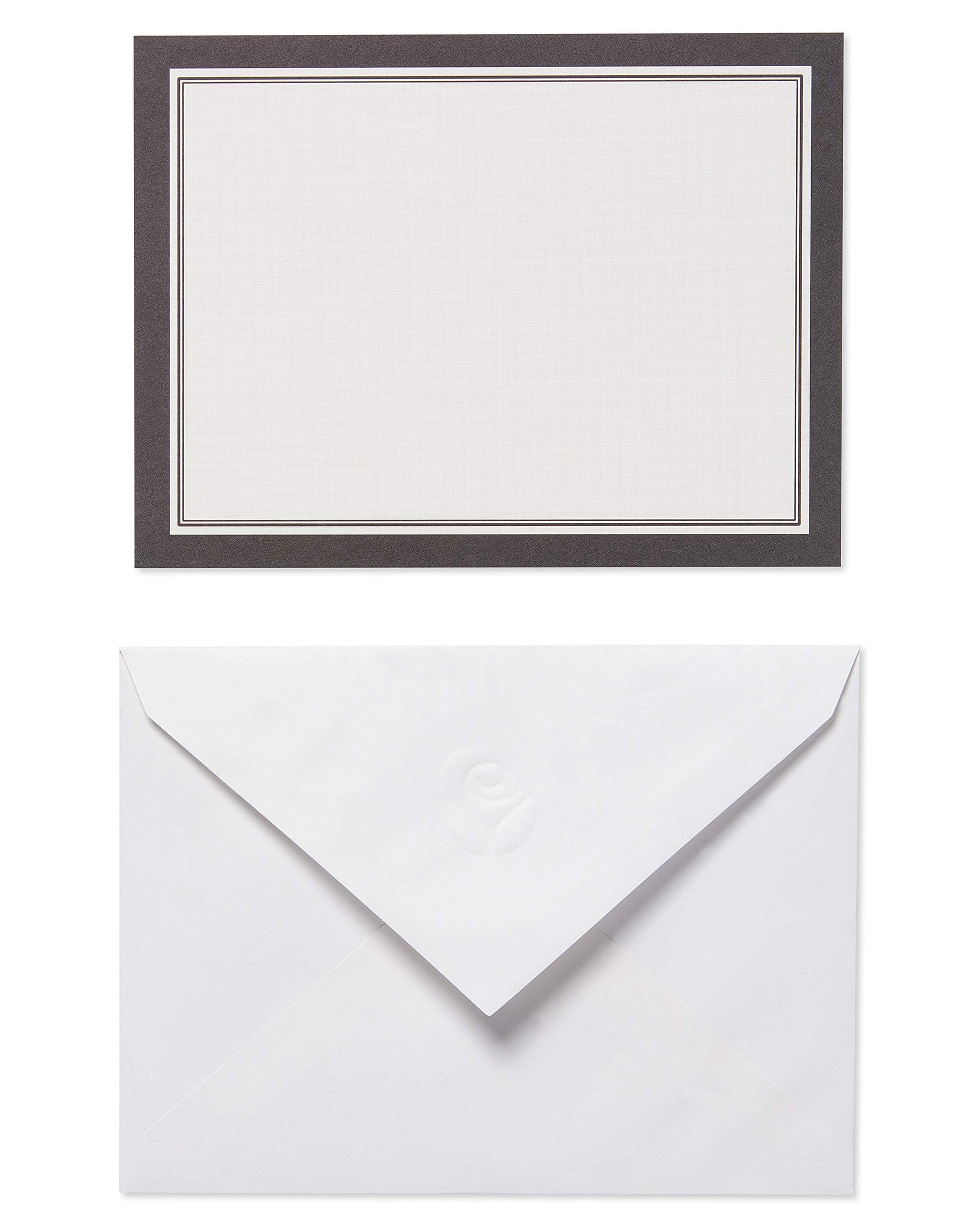 Single Panel Blank Cards with Envelopes, Ivory with Black Border (40-Count)