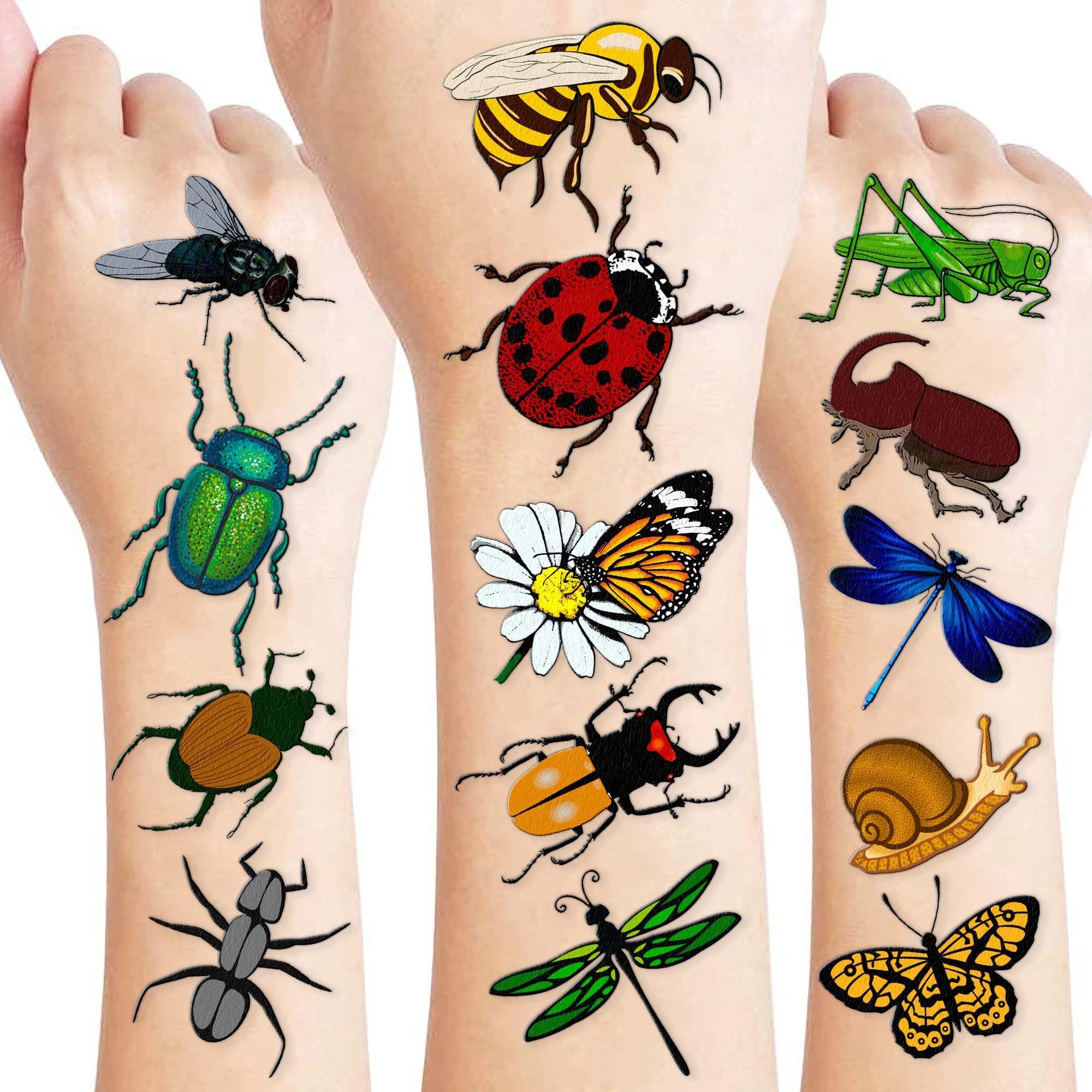 96PCS Bug Temporary Tattoos Pre Cut – Cute Bug Stickers for Kids Toddlers, Ladybug Caterpillar Theme Birthday Party Favors, Spring Summer Decorations, Gifts, Classroom School Prizes (Normal)