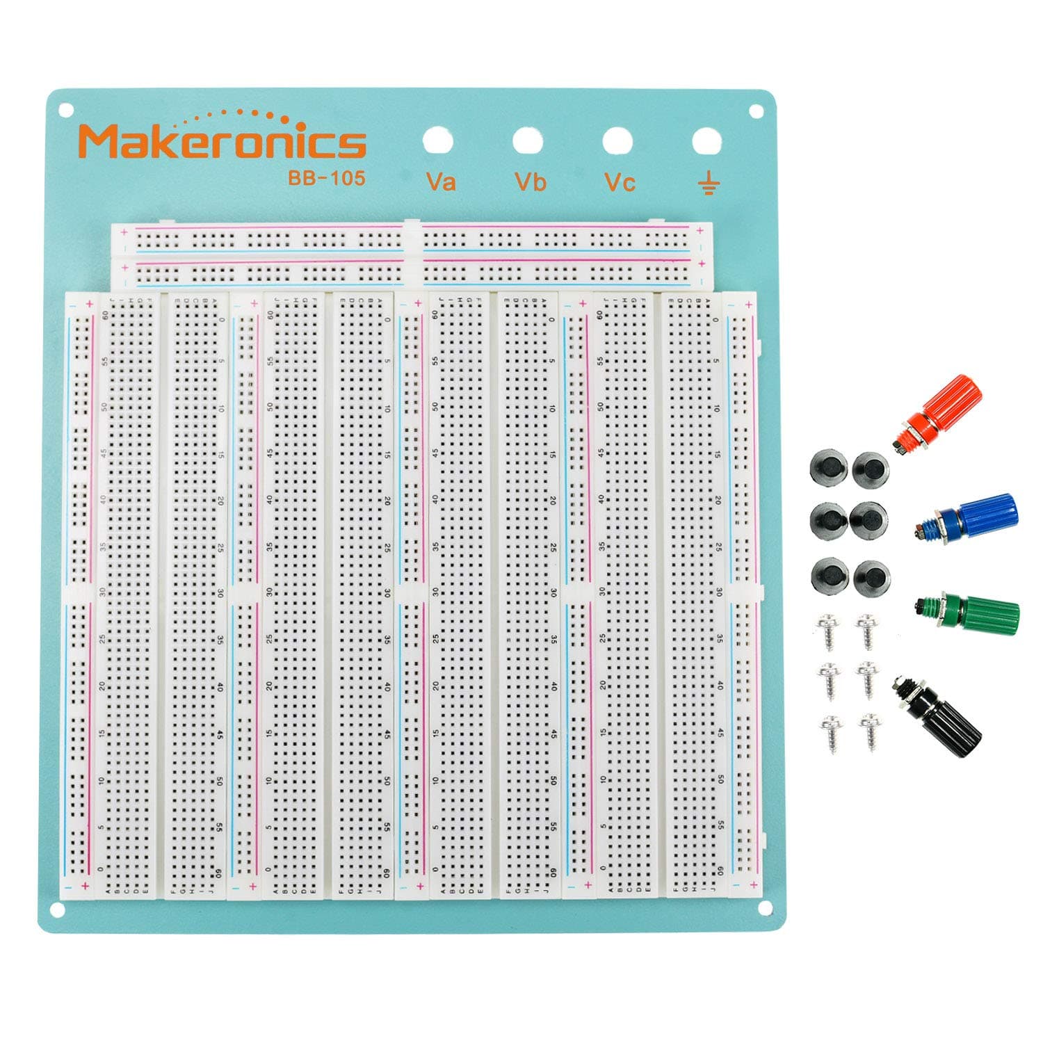 Makeronics 3220 Tie-Points Solderless Breadboard with Blue Aluminum Back Plate for Circuit/Arduino/Raspberry Pi Prototyping