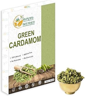 Herbs Botanica Green Cardamom Pods Whole 7-8mm size Elaichi for Culinary Delights and Aromatic Infusions Handpicked Fresh Fragnant and Flavorful Perfect for Cooking, Baking, and Brewing 100g / 3.5 oz