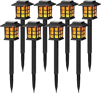 GIGALUMI Solar Lights for Outside,8 Pack Flickering Flame LED Solar Outdoor Lights, Waterproof Solar Garden Lights Maintain 10 Hours of Lighting for Christmas, Garden, Landscape, Path, Yard, Patio